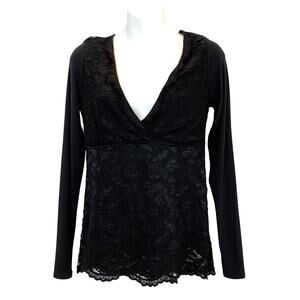 red by BKE Y2K Lace Overlay Babydoll Top Women S Black Witchy Whimsigoth Grunge